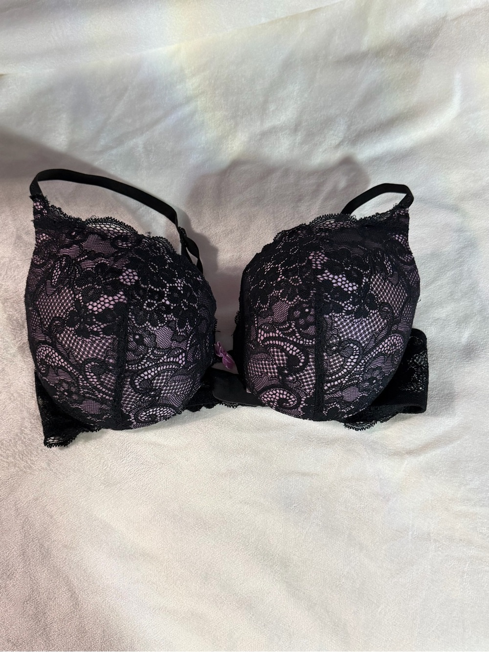 Victoria's Secret Black Lace Bra with Light Pink Lining
